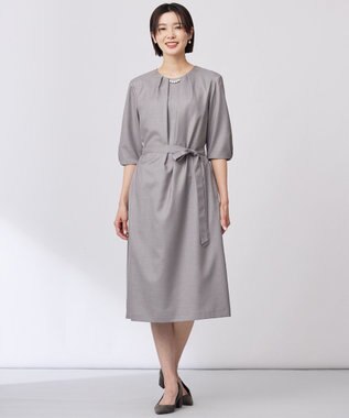 J.PRESS LADIES L 【洗える・UV加工・吸水速乾】OXIJEWELストレッチ ワンピース グレー系