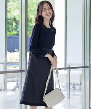 Tiaclasse 【洗える】チェックコンビエンパイアワンピース ネイビーチェック