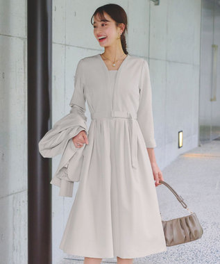  【ダブルクロス・洗える】 ナローVネックワンピース
