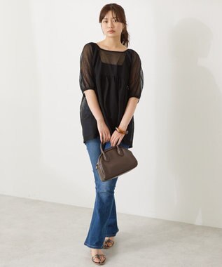 AMERICAN HOLIC シアーパフスリーブニットプルオーバー Black