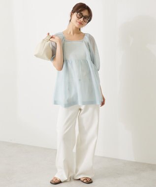 AMERICAN HOLIC シアーパフスリーブニットプルオーバー Light Blue
