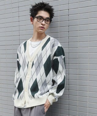  リラックスフィットパターンカーディガン