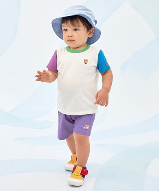 MIKI HOUSE HOT BISCUITS 【80-120cm】撥水素材 ワンポイント 5分丈パンツ パープル