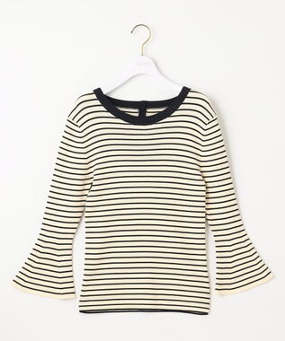 ANY SIS 【洗える】フレアースリーブ ニット ネイビーボーダー