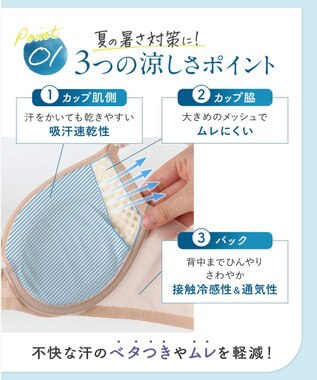 Wing ブラジャー 汗のベタつきや不快感を軽減 軽やかなつけごこち 背中すっきり 【夏のうすかるブラ】 春 夏 KB2873 ウイング／ワコール サックス