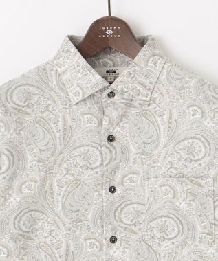 JOSEPH ABBOUD 【LIBERTY・綿100％】リバティペイズリープリントコーデュロイ シャツ ライトグレー系6