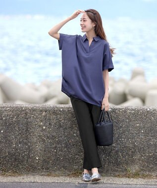 Tiaclasse 【日本製・新色追加・洗える・ストレッチ】エアシルキーワイドパンツ ブラック