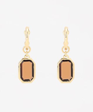 23区 ガラスフープピアス ダークブラウン系