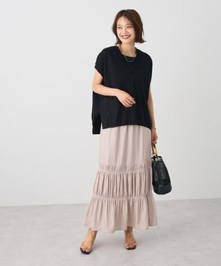 CRAFT STANDARD BOUTIQUE シャーリングティアードIラインスカート Beige