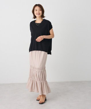 CRAFT STANDARD BOUTIQUE シャーリングティアードIラインスカート Beige