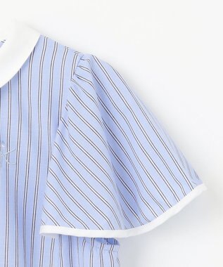 組曲 KIDS 【150-160㎝】サマーストライプ ワンピース サックスブルー系1