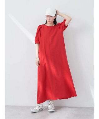 earth music&ecology リサイクルポリエステルブレンドＡラインワンピース Red