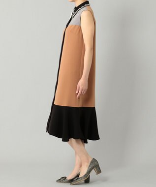 GRACE CONTINENTAL カラーブロックシャツドレス キャメル