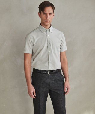 GOTAIRIKU とにかく涼しい/酷暑対応【シワになりにくい/吸水速乾】クールマックスサッカーシャツ 新色/ライトグレー×白