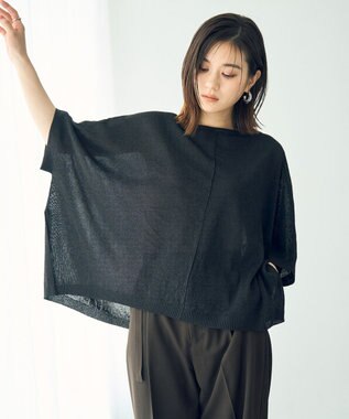YECCA VECCA ペーパーヤーンルーズニット Black