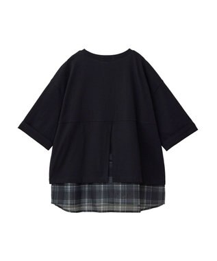 Green Parks ５分袖裾シアードッキングチュニック Black