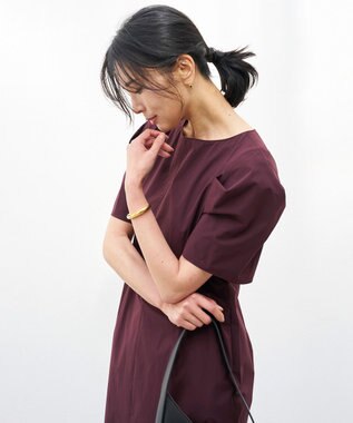 UNFILO L 【mi-molletコラボ】FINE MOVE Iラインワンピース バーガンディ