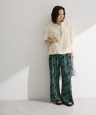 Green Parks セルフカットプリーツ柄パンツ Green