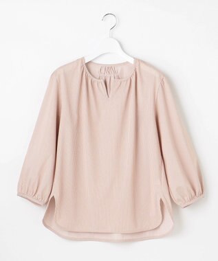 J.PRESS LADIES S 【WEB限定カラーあり・洗える・イージーケア】 アーネストストライプ スリットネック カットソー ピンク系1