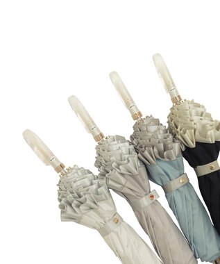 MOONBAT 【一級遮光/晴雨兼用】LANVIN en Bleu (ランバン オン ブルー)  折りたたみ日傘 シャイニーフリル 遮光 遮熱 UV ブラック