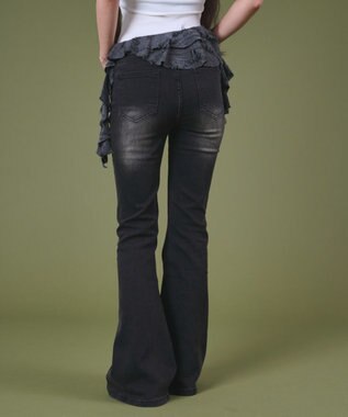 WEGO ブラストスタッズフレアデニム ブラック