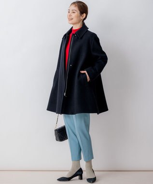 組曲 L ショートビーバー ステンカラー コート ブラック系