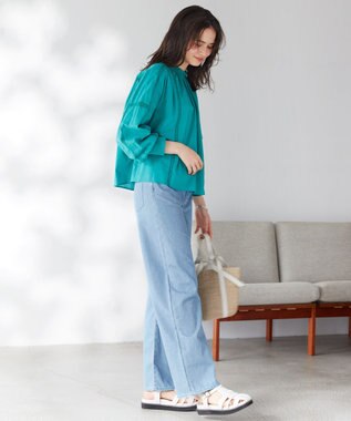 23区 【WEB限定/洗える】23区DENIM ライトダンガリー ワイドパンツ スカイブルー