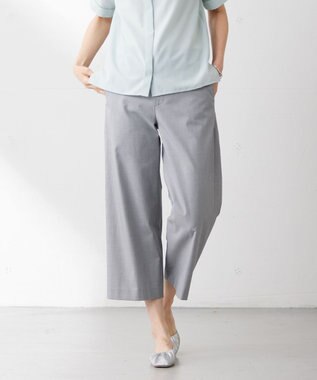 J.PRESS LADIES 【WEB限定カラーあり・セットアップ対応・洗える・撥水・防汚】コットンFITTYシャーク ワイド アンクル パンツ ライトグレー系
