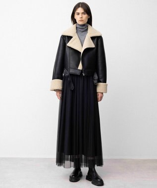 NAVE 【Nave】ヴィーガンムートン ライダースジャケット ブラック系