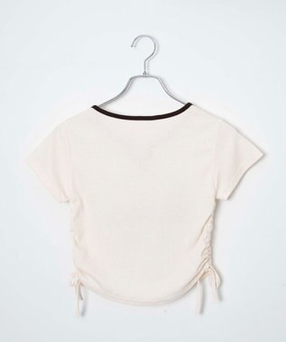 WEGO 配色サイドギャザーVネックT オフホワイト