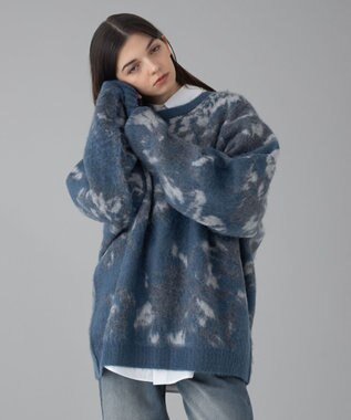 WEGO 【ユニセックス着用ITEM/MLサイズ展開】ファジーパターンプルオーバー ブルー