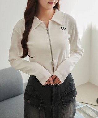 WEGO ヴィンテージライクWZIPトップス オフホワイト