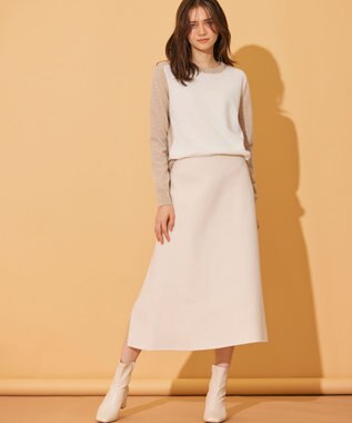 BEIGE， 【WEB限定】ROGAN / クルーネックニット Off White×Taupe