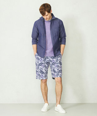 JOSEPH ABBOUD MOUNTAIN 【SPACE／UNISEX】リーフプリント イージーショートパンツ パープル系5