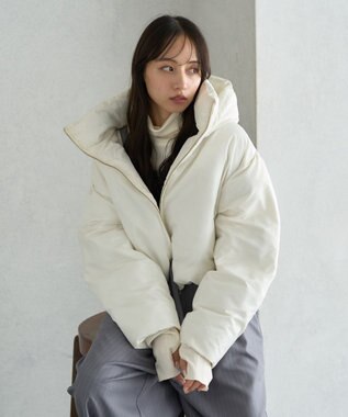 earth music&ecology 2wayパファー ショートブルゾン アイボリー