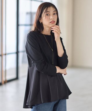 ANY L 【WEB限定】サテンコンビペプラムカットソー ブラック