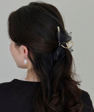 Phoebe オーガンジーリボンパールバンスクリップ