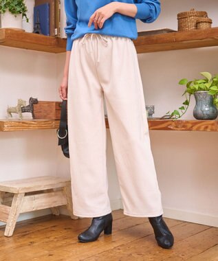 WEGO 【WEB限定/25年秋冬新作/ウエストゴム】裏ベロアワイドイージーパンツ ホワイトアイボリー