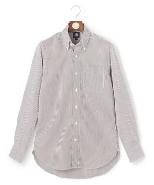 J.PRESS MEN 【PREMIUM PLEATS / 形態安定】ロンドンストライプ ドレスシャツ / B.D. ワイン系1