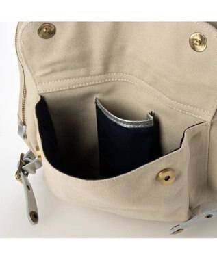 UNBILLION perche / 牛革かぶせキャンバスリュックサック シルバー