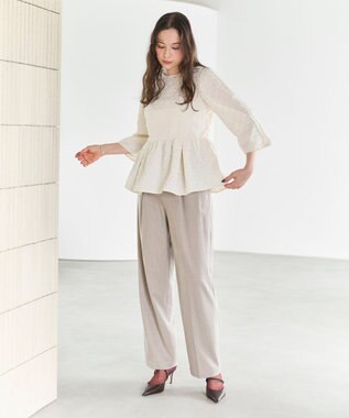 #Newans 【ANSWER for ファッショニスタ 】ウエスト調整可ワイドパンツ ベージュ系