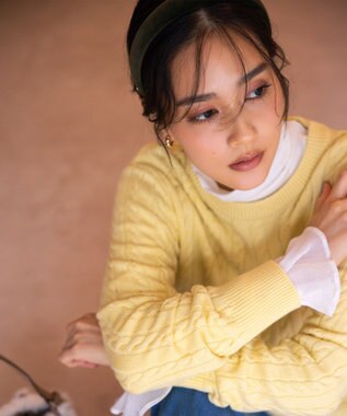 組曲 カシミヤブレンドバルキーケーブル ニット イエロー系