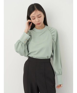 earth music&ecology ラグランギャザースリーブブラウス Mint