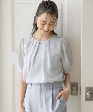 ANY SIS 【吸水速乾・UVケア・接触冷感】コンフォートジャージー ブラウス ライトブルー