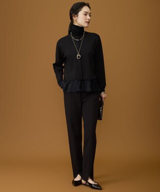 自由区 S 【SHIHOさん着用】ジャカードコンビ カーディガン ブラック