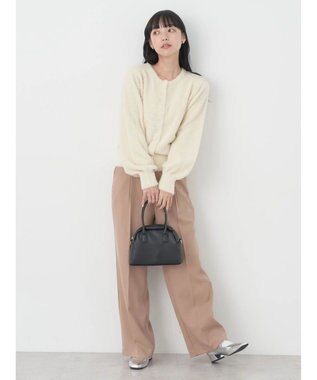 earth music&ecology ミニシャギーパールボタンカーディガン Ivory