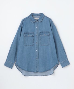 ANY 【洗濯機可】パールボタンデニムシャツ インディゴ