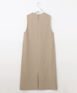 自由区 【XSサイズ～/洗える】ライトブッチャーVネック ジャンパースカート ベージュ系
