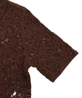 Green Parks 衿付きクロシェ風カーディガン Brown
