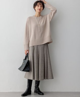 23区 【洗える】カシミヤブレンド クルーネック ニット ベージュ系